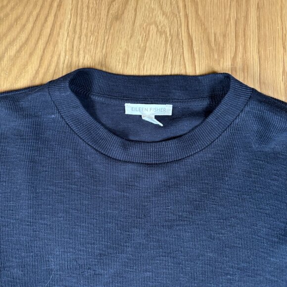 Eileen Fisher Navy Long Sleeve Crew Neck Knit Top – Women’s S/P - Picture 3 of 6